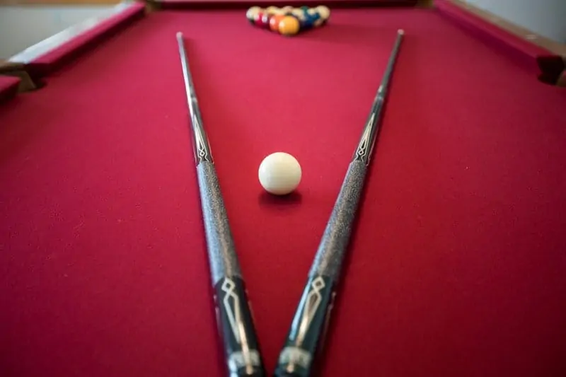 Pool table and cues