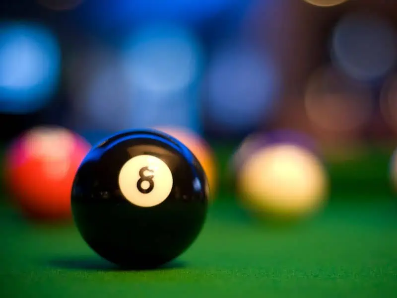 8 Ball on billiards table