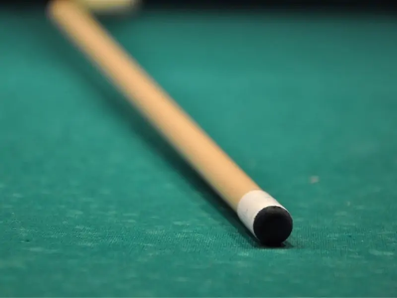 Close up of the tip of a cue stick