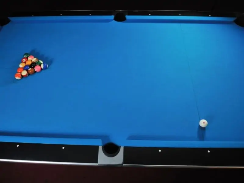 Overhead view of pool table