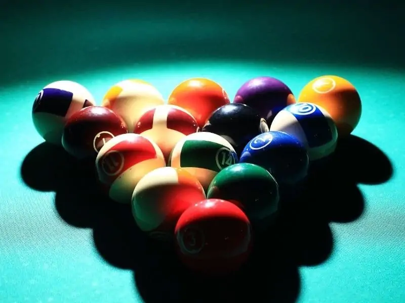 Pool balls on billiard table