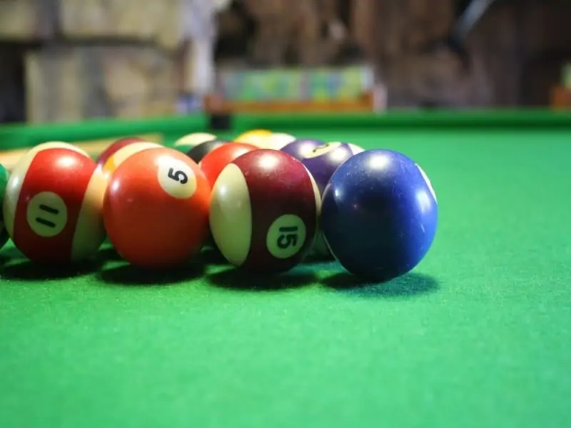 Pool balls on billiards table