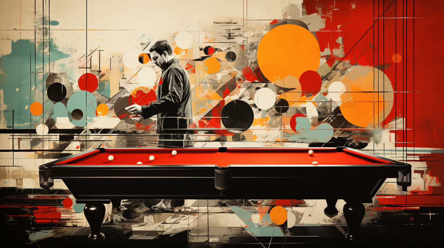 Surreal painting of a billiard table